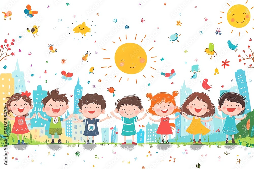 Fototapeta premium Illustration of Childrens Day Children