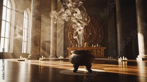 Wallpaper Mural Mystical Temple Interior with Candles and Incense Torontodigital.ca