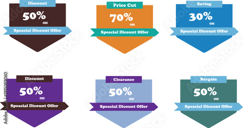 Collection of Discount and Sale Offer Badges with Percentage Off
