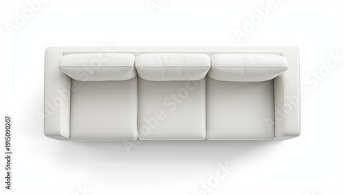 Wallpaper Mural Top view of a three-seat white fabric sofa on a white background Torontodigital.ca