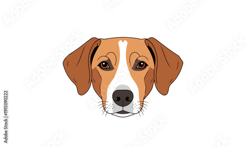 Beagle Dog Face Portrait Illustration. Simple Vector Cartoon Graphic.