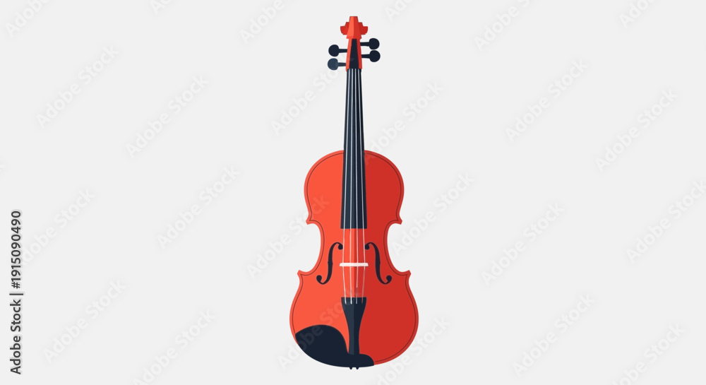 Fototapeta premium Red violin illustration on white background.