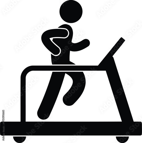 Person running on treadmill fitness pictogram silhouette icon