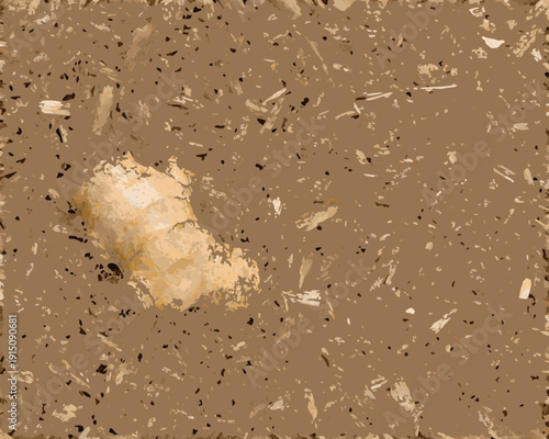 A single bone partially buried in textured muddy brown earth