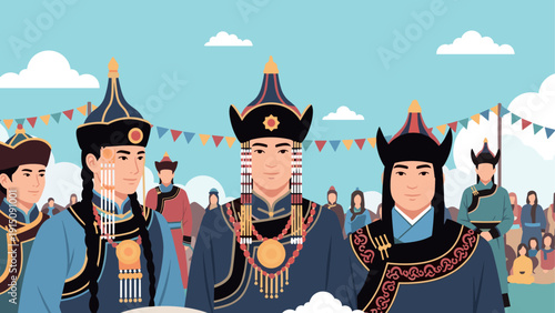 Traditional celebration: festive attire and cultural heritage in vibrant ceremony scene