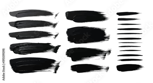 Fotografía Black paint brush strokes and underline vector collection