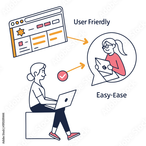 A woman using a laptop with an easy to use interface