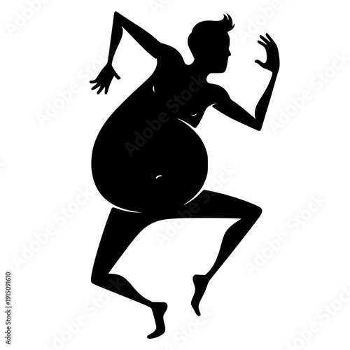 Expectant mother silhouette dancing with joy and happiness in a beautiful and elegant pose showcasing pregnancy and motherhood love.