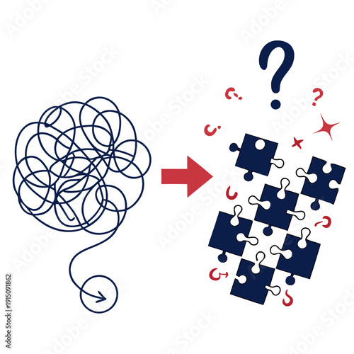 A jumbled mess of thoughts turns into an organized puzzle