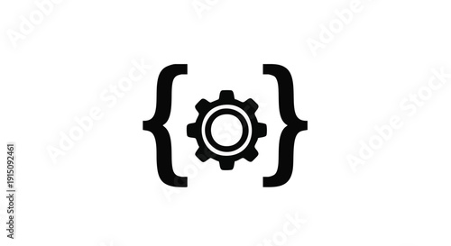 Code Brackets with Gear Settings Silhouette Icon