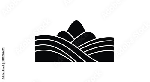 Rolling Hills Landscape Silhouette Icon