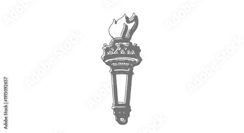 Gray torch with flame on top isolated on transparent background