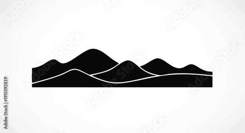 Mountain Landscape Silhouette Icon Isolated on White Background
