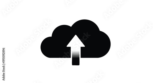Cloud Upload Silhouette Icon Isolated on White Background