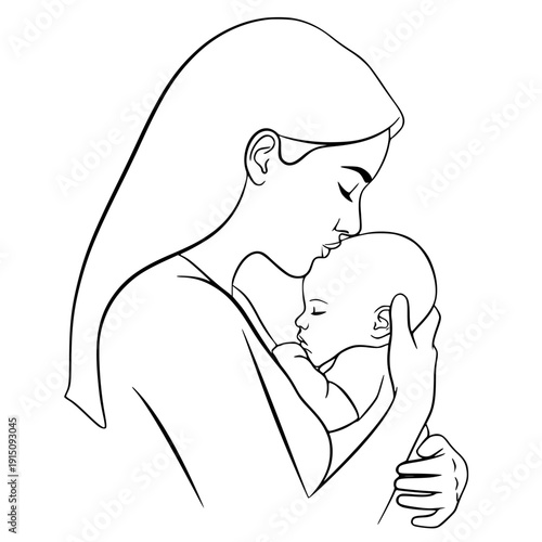 tender moment between mother and infant embracing with love and affection in a heartwarming embrace together.