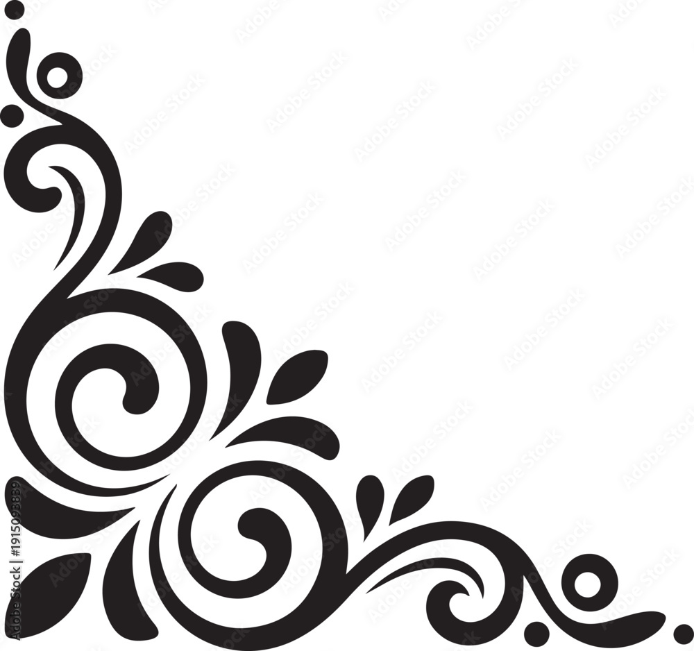 Fototapeta premium Elegant black and white corner decorative design