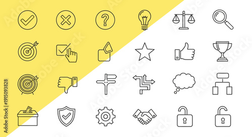 Set of Various Simple Outlined Icons in a Modern Minimalist Two-Tone Design