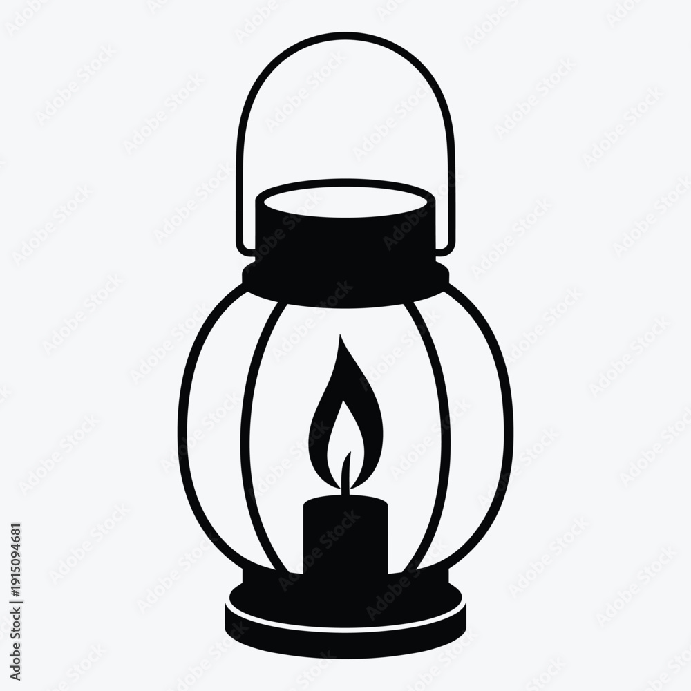 Obraz premium Vintage lantern with candle flame in modern elegant design
