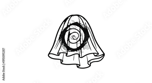 black and white illustration of a snail in a hat