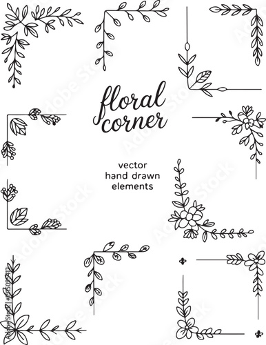 Elegant floral corner vector elements
