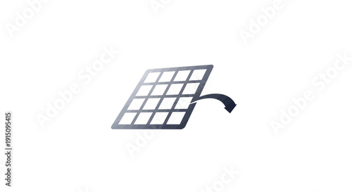 Solar panel with an arrow illustration symbolizing energy conversion and a clean future