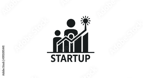 Startup icon represents business growth and teamwork and the pursuit of innovation successfully