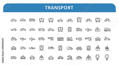 Transportation Icons Collection: A Comprehensive Guide to Various Modes of Travel, minimal lines