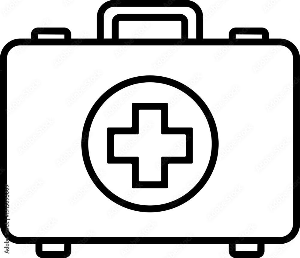 Fototapeta premium Black first aid bag icon - outline