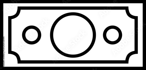 Black dollar bill icon - outline