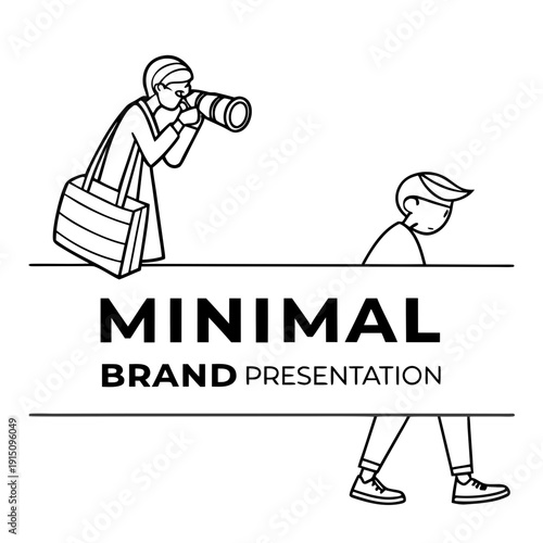 A simple line drawing of a paparazzo taking a photo of a person
