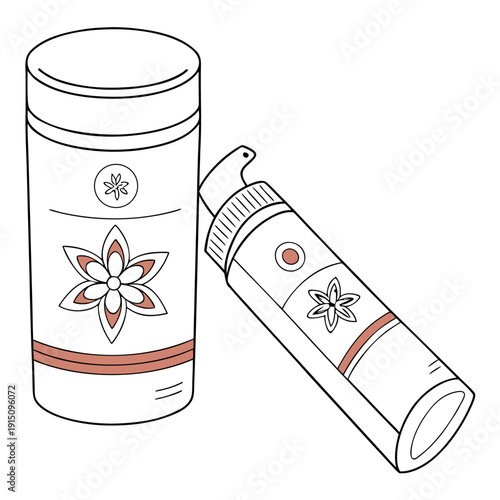 A tube and a jar of face cream with flower designs