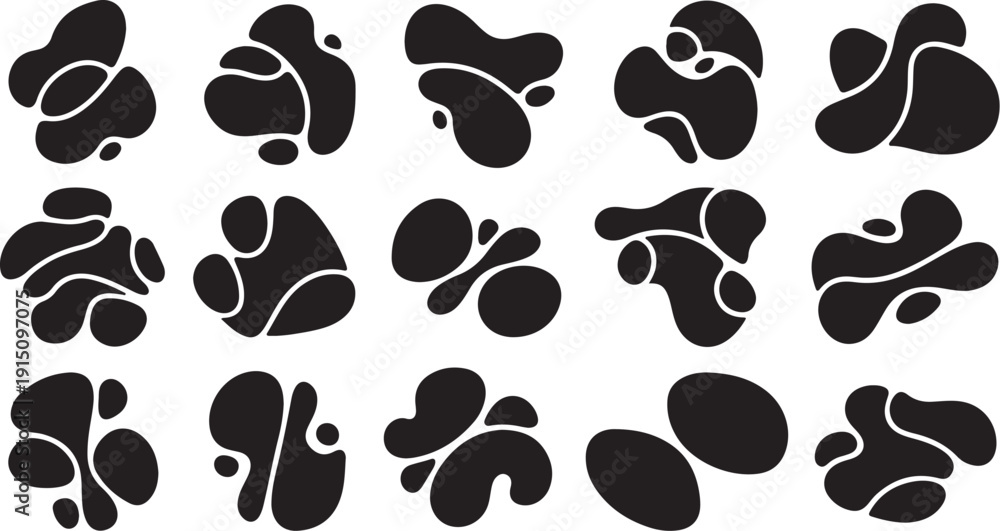 Fototapeta premium Abstract black shapes on white background illustration design elements