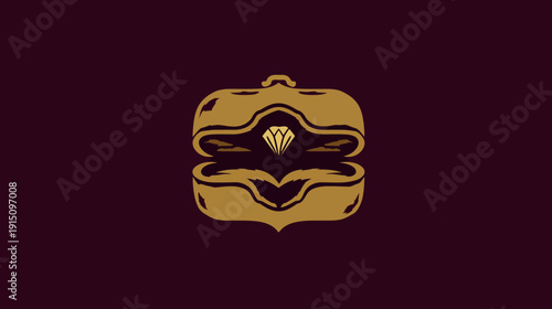 A treasure chest icon with an open lid, revealing a shimmering diamond against a dark backdrop