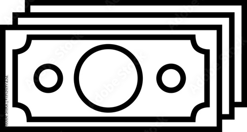 Black dollar bills icon - outline