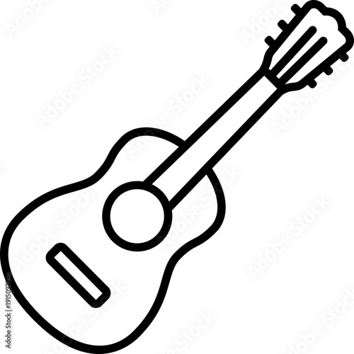 Black guitar icon - outline