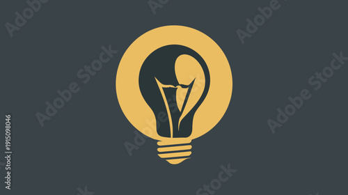 A golden lightbulb inside a yellow circle against a dark grey background