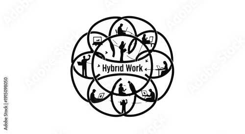 hybrid work concept with people icons