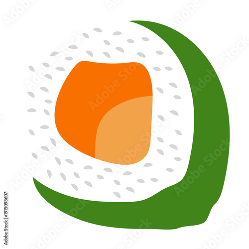 Fresh Sushi Maki Roll Icon with Salmon and Seaweed Wrap