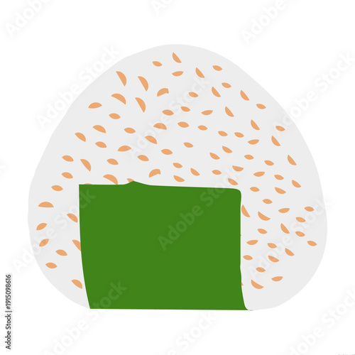 Traditional Japanese Onigiri Rice Ball Icon with Seaweed Wrap