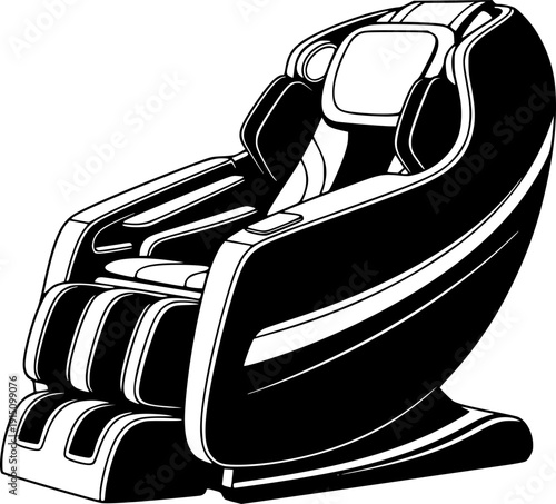 Modern Ergonomic Recliner Silhouette - Luxury Relaxation Armchair and Spa Furniture Vector