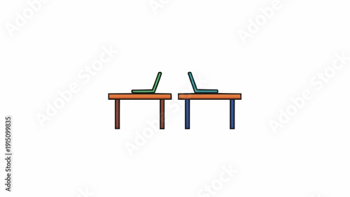 Two Desks with Laptops on Top.