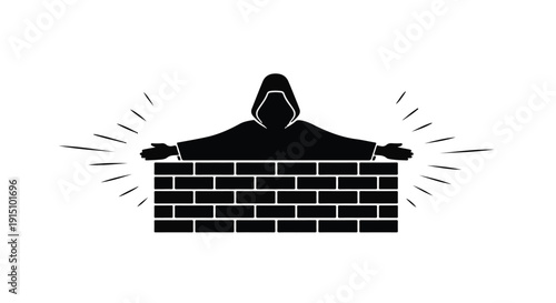 hacker breaking through brick wall security