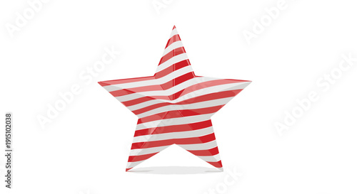 Red and white striped star shape isolated on transparent background