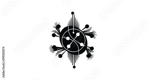 yin yang symbol with abstract floral elements