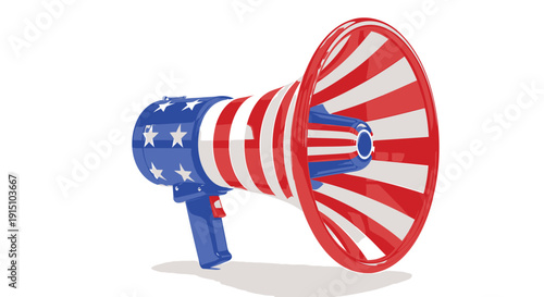 Vector illustration of a megaphone with American flag design isolated on transparent background