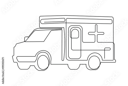  Minimalist ambulance continuous line drawing simple emergency outline isolated art design