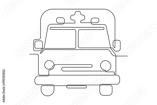 Modern ambulance icon simple outline single line art illustration isolated health tool