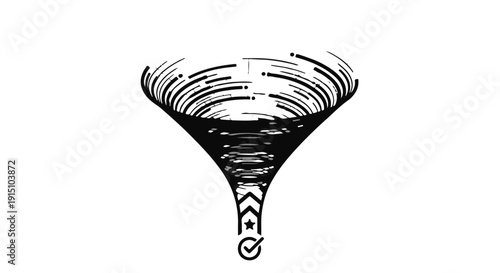 black funnel with swirling lines illustration