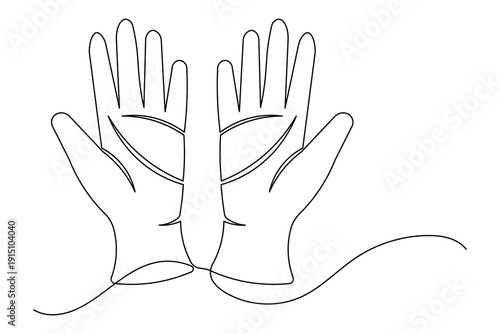 Medical gloves continuous one line art drawing minimalist style isolate outline illustration