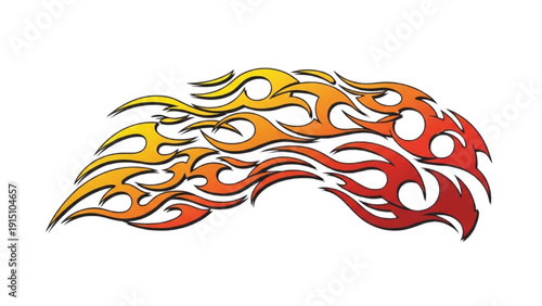 Vibrant flames illustration with dynamic shapes and colors